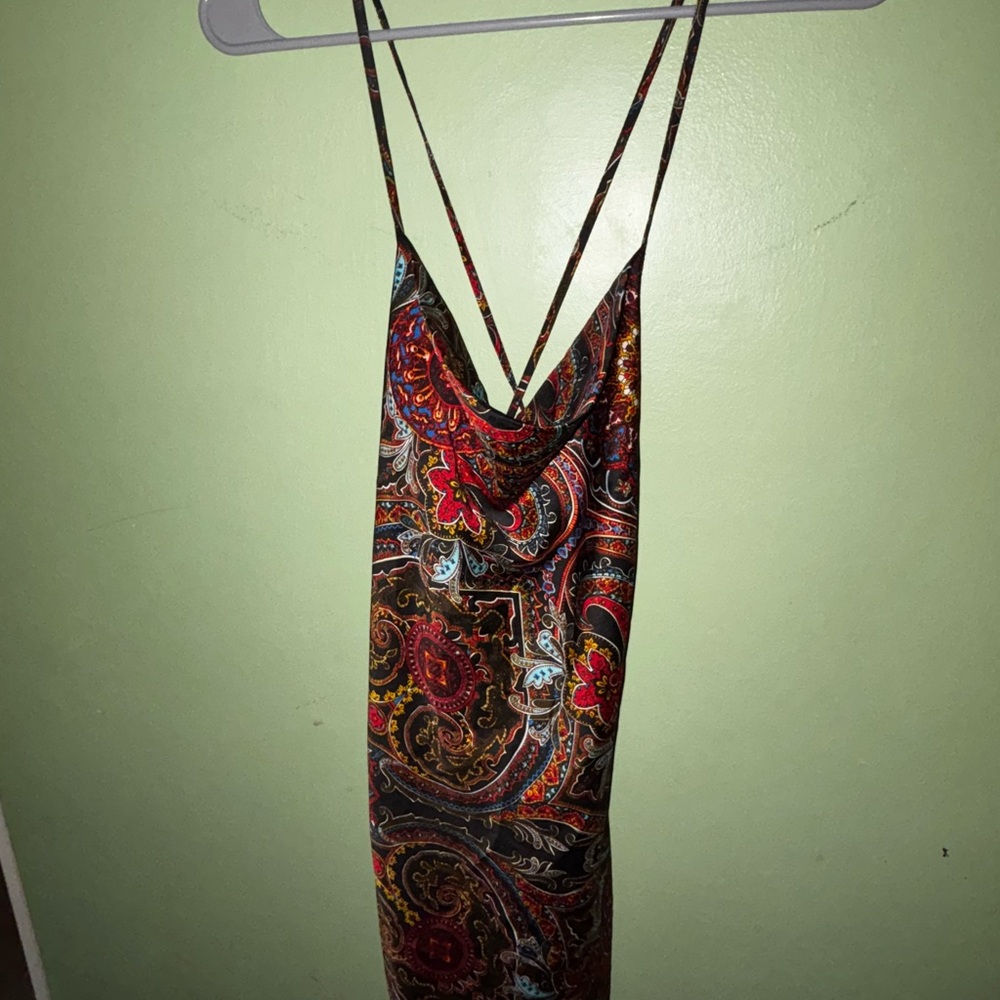 Paisley Print Spaghetti Strap Dress